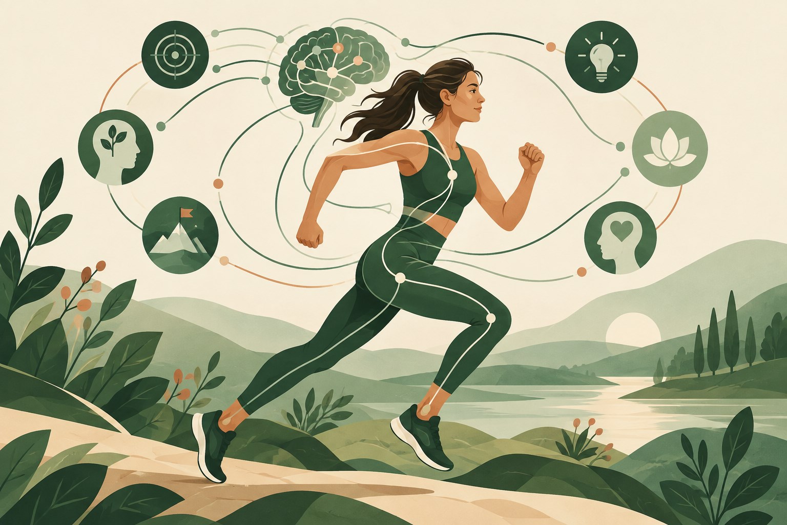 Illustration des liens entre mouvement, cognition, confiance et gestion du stress